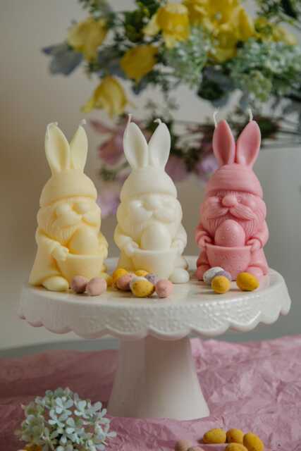 Easter Gnome Bunny Candle Set - Handmade Spring Decor & Gift - image 1