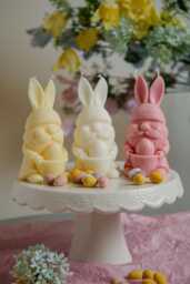 Easter Gnome Bunny Candle Set - Handmade Spring Decor & Gift - thumbnail 1
