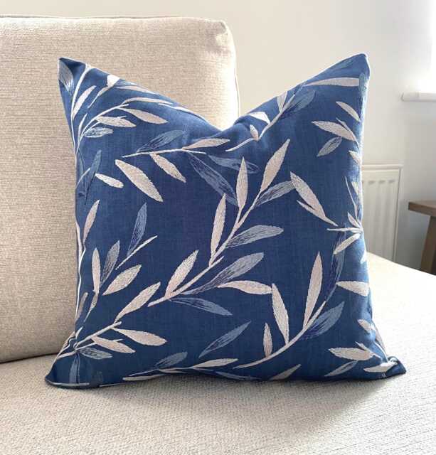 Langley Leaf Navy Cushion, Embroidered John Lewis Fabric With A Zip Fastening 16 - image 1