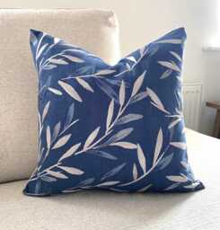 Langley Leaf Navy Cushion, Embroidered John Lewis Fabric With A Zip Fastening 16 - thumbnail 1