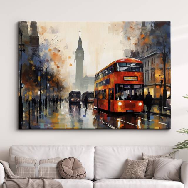 London Street Abstract Oil Painting Paint Colourful UK Big Ben Wall Art Framed Canvas Poster Print Home/Office Room Decor Gifts - image 1
