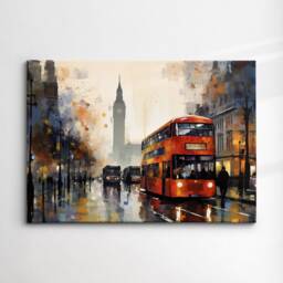 London Street Abstract Oil Painting Paint Colourful UK Big Ben Wall Art Framed Canvas Poster Print Home/Office Room Decor Gifts - thumbnail 3
