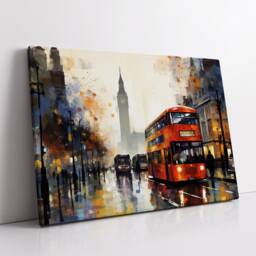 London Street Abstract Oil Painting Paint Colourful UK Big Ben Wall Art Framed Canvas Poster Print Home/Office Room Decor Gifts - thumbnail 2