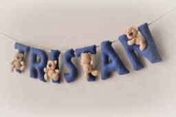 Baby Wall Art, Felt Name Banner, Teddy Nursery Decor, Personalized Gift, Sign, Baby Garland, Shower Boy Gift - thumbnail 1