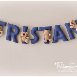 Baby Wall Art, Felt Name Banner, Teddy Nursery Decor, Personalized Gift, Sign, Baby Garland, Shower Boy Gift - thumbnail 2