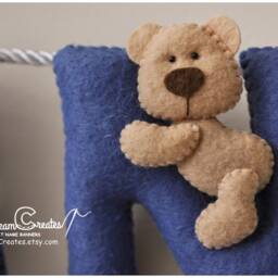 Baby Wall Art, Felt Name Banner, Teddy Nursery Decor, Personalized Gift, Sign, Baby Garland, Shower Boy Gift - thumbnail 4
