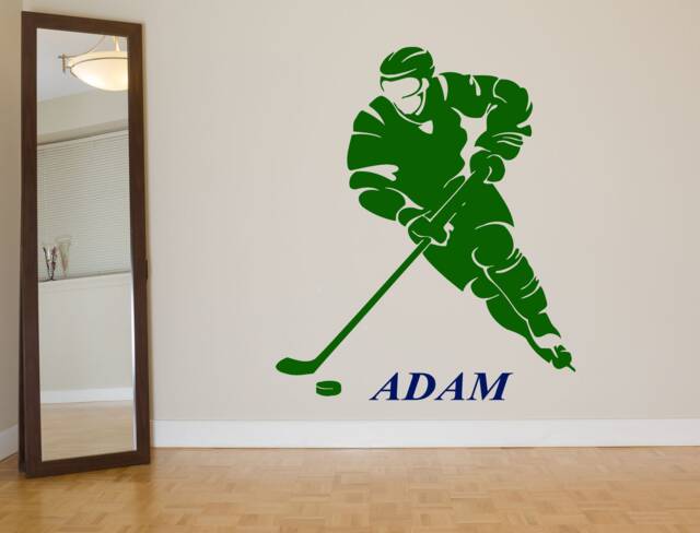 Custom Name Hockey Player Wall Decal - Kids Room Decor Nm062 - image 1