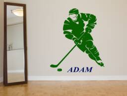 Custom Name Hockey Player Wall Decal - Kids Room Decor Nm062 - thumbnail 1
