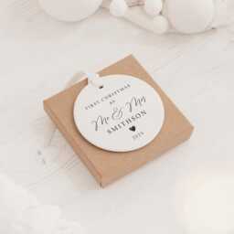 Personalised First Christmas Married Bauble - Ceramic Tree Decoration Gift Ornament Mr & Mrs Keepsake Heart - thumbnail 2