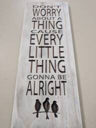 Bob Marley Wood Sign, Three Little Birds Carving, Rasta Reggae Wall Art - thumbnail 1