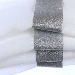 White Linen Roman Shade With Silver Glitter Trim, Blackout Option, Cl1010 - thumbnail 3
