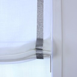 White Linen Roman Shade With Silver Glitter Trim, Blackout Option, Cl1010 - thumbnail 2