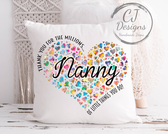 Nanny Heart Design Cushion - Thank You For All The Millions Of Little Things Do White Super Soft Home Decor - image 1