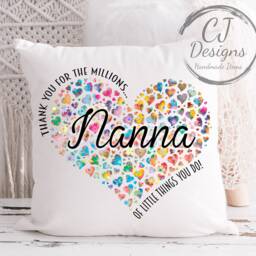 Nanny Heart Design Cushion - Thank You For All The Millions Of Little Things Do White Super Soft Home Decor - thumbnail 3