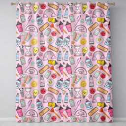 Cute Kawaii School Supplies Rainbow Apple Glue Pink Seamless Pattern Readymade Eyelet Ring Top Thermal 100% Blackout Curtains - thumbnail 2
