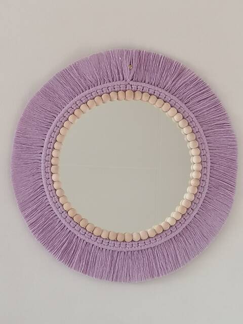 Lilac Mirror, Bead Macrame, Girl's Room, Birthday Gift, Newborn Baby Express Shipping, Nursery, Wall Decor - image 1