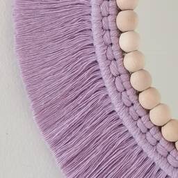 Lilac Mirror, Bead Macrame, Girl's Room, Birthday Gift, Newborn Baby Express Shipping, Nursery, Wall Decor - thumbnail 2
