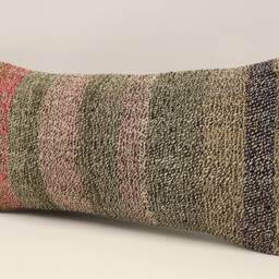 Vintage Kilim Lumbar Pillow Cover, Turkish Wool Throw - 10x20 Inches - thumbnail 3