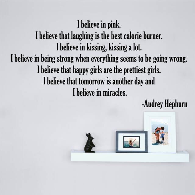 I Believe, Audrey Hepburn - 0316, Wall Art Decal, Transfer, Mural, Sticker, 75 Colours, 5 Sizes, Interior Or Exterior Use , Easy To Apply - image 1