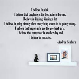 I Believe, Audrey Hepburn - 0316, Wall Art Decal, Transfer, Mural, Sticker, 75 Colours, 5 Sizes, Interior Or Exterior Use , Easy To Apply - thumbnail 1