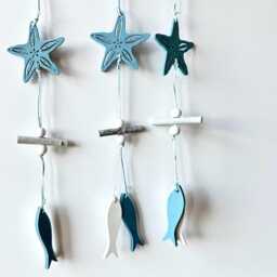 Nautical Sea Life Starfish Wall Hanging Coastal Garland Beach Party Decor Summer Lover Housewarming Gift Ocean Themed Art Wedding Bunting - thumbnail 3