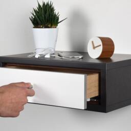 Floating Nightstand With Drawer in Gray Valcromat & White Corian - thumbnail 3