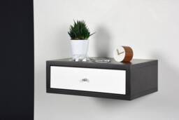 Floating Nightstand With Drawer in Gray Valcromat & White Corian - thumbnail 1