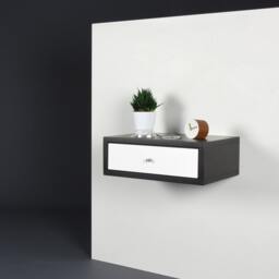 Floating Nightstand With Drawer in Gray Valcromat & White Corian - thumbnail 2