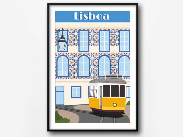 Lisbon Retro Travel Poster Portugal City Art Print - image 1