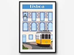 Lisbon Retro Travel Poster Portugal City Art Print - thumbnail 1