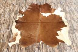 New Brown & White Cowhide Rug Brazilian Cow Skin Leather Hide Area 4 X 5 - thumbnail 1