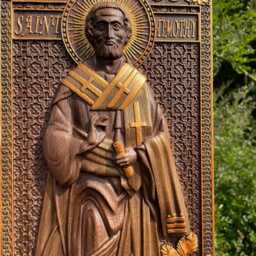 Saint Timothy Wooden Carved Icon Personalized Religious Wall Art Personalized, 7 Colors, Tax Free - thumbnail 3