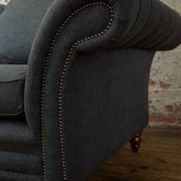 British Handmade Charcoal Herringbone Wool Chesterfield Snuggle Chair - Other Colours - thumbnail 3