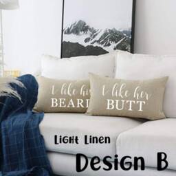 Custom Linen Throw Pillow Set Mr. & Mrs. Design, Engagement Gift - thumbnail 2
