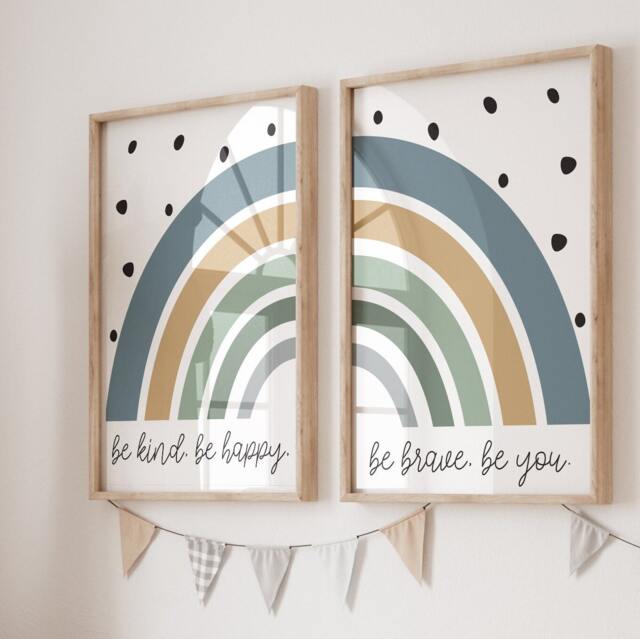 Set Of 2, Boys Nursery Prints, Sage Green Bedroom Decor, Wall Art, Playroom Art - image 1