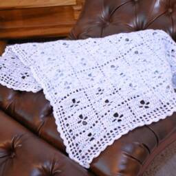 Blue Crochet Baby Blanket Afghan - Newborn Gift, Photo Prop - thumbnail 2