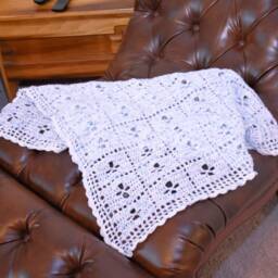 Blue Crochet Baby Blanket Afghan - Newborn Gift, Photo Prop - thumbnail 3