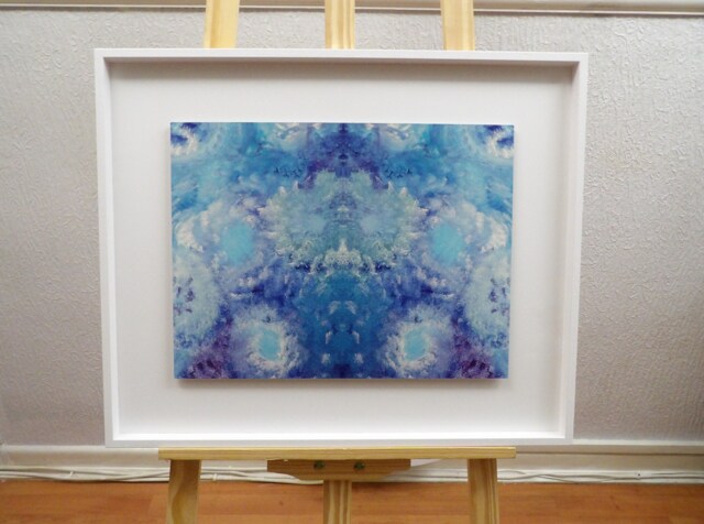 Sky Flowers Framed Aluminium Art Panel. Unique Ooak Gallery Edition, White Wooden Floating Frame, High Resolution Metal Wall Art, UK Artist - image 1
