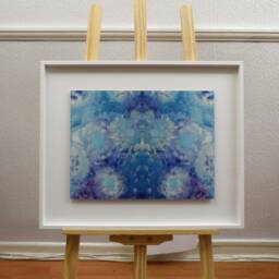 Sky Flowers Framed Aluminium Art Panel. Unique Ooak Gallery Edition, White Wooden Floating Frame, High Resolution Metal Wall Art, UK Artist - thumbnail 3