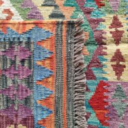 Tribal Rug Multicolour, Handmade Artisan Afghan Turkish Aztec Geometric Wool Kilim 148x106 cm - thumbnail 3