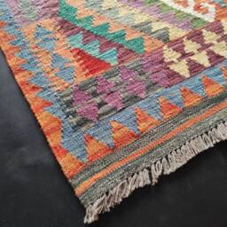 Tribal Rug Multicolour, Handmade Artisan Afghan Turkish Aztec Geometric Wool Kilim 148x106 cm - thumbnail 2