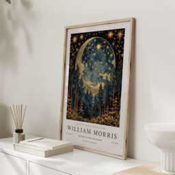 William Morris Print, Art, Exhibition Poster, Celestial Artwork, Moon Space Night Sky Print, William - thumbnail 3