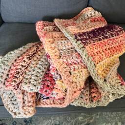 Handmade Crochet Blanket Cozy Autumn Tones Throw For Living Room, Bedroom, Or Sofa Decor - thumbnail 2