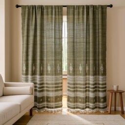 Olive Green Indian Wool Throw Blanket, Handwoven Sofa Coverlet & Boho Bed Runner - Oliver - thumbnail 4