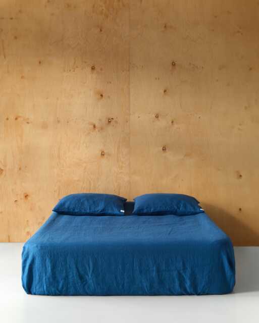 Mediterranean Blue Linen Fitted Sheet - 100% European Flax Breathable, Cooling Bedding - Oeko-Tex- For Hot Sleepers- Us/ Sizes - image 1