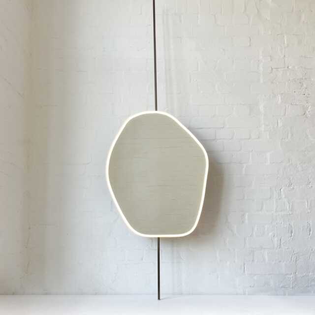 Countertop To Ceiling Roca Freeform Illuminated Mirror With Bronze Patina Brass Frame - image 1