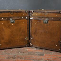 Luxury Tan Leather English Handmade Occasional Side Table Trunks - thumbnail 3