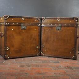 Luxury Tan Leather English Handmade Occasional Side Table Trunks - thumbnail 1