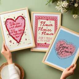 Short N Sweet Lyric Art Print Set - Pastel Heart Designs - Set Of 3 Unframed Prints - thumbnail 2