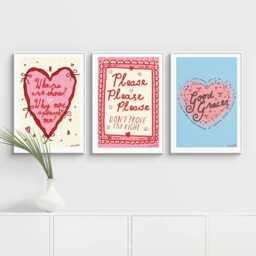 Short N Sweet Lyric Art Print Set - Pastel Heart Designs - Set Of 3 Unframed Prints - thumbnail 1